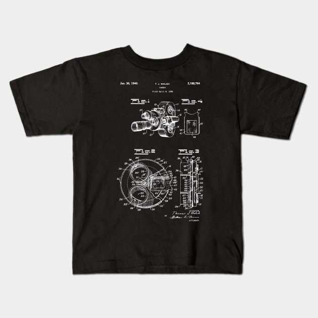 Movie Camera Patent Patent / vintage camera blueprint Kids T-Shirt by Anodyle